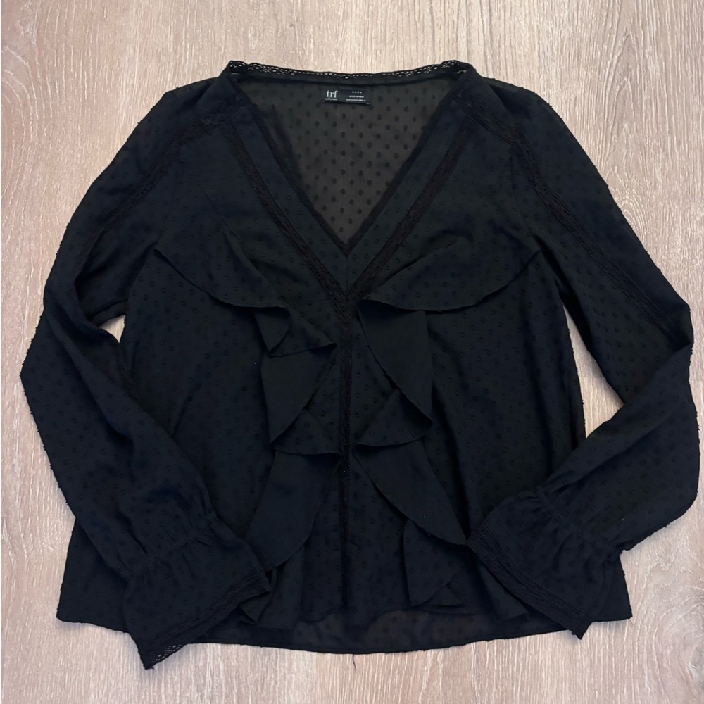 Zara Black Ruffled Blouse